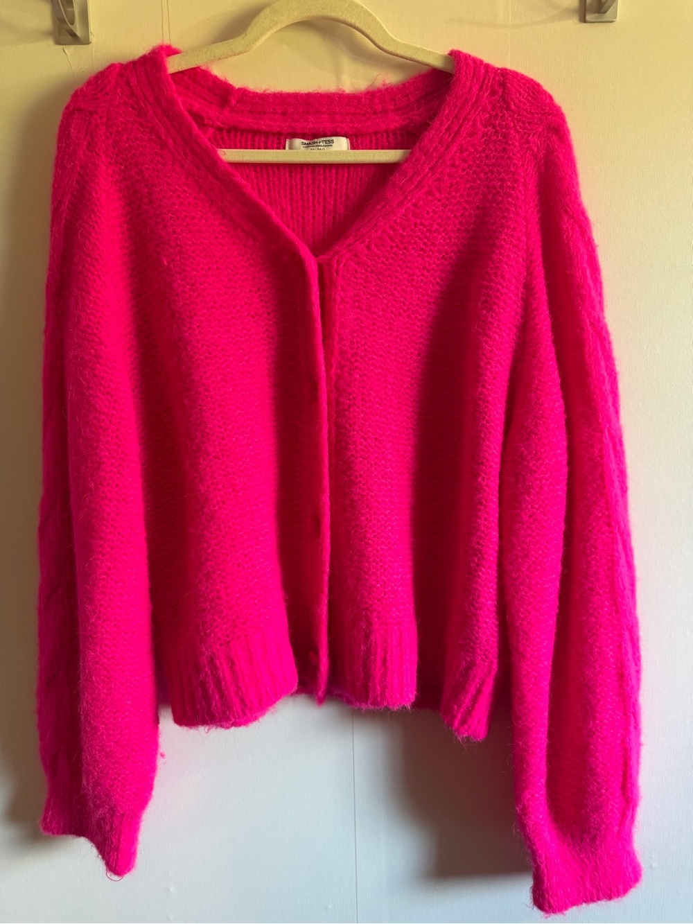 Smash + Tess Hot Pink Alpaca Wool Blend Fuzzy Cardigan M/L Barbiecore